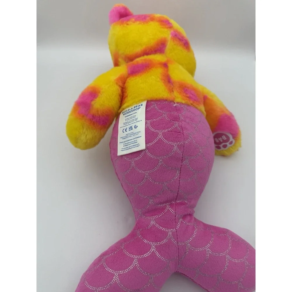 Build A Bear Mer-Cat Mermaid Cat Kitty Plush Pink, Yellow & Pink